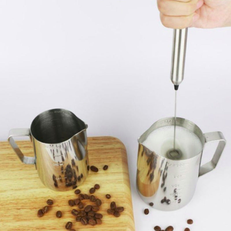 Handheld Electric Milk Frother – Stainless Steel Whisk, Battery-Powered