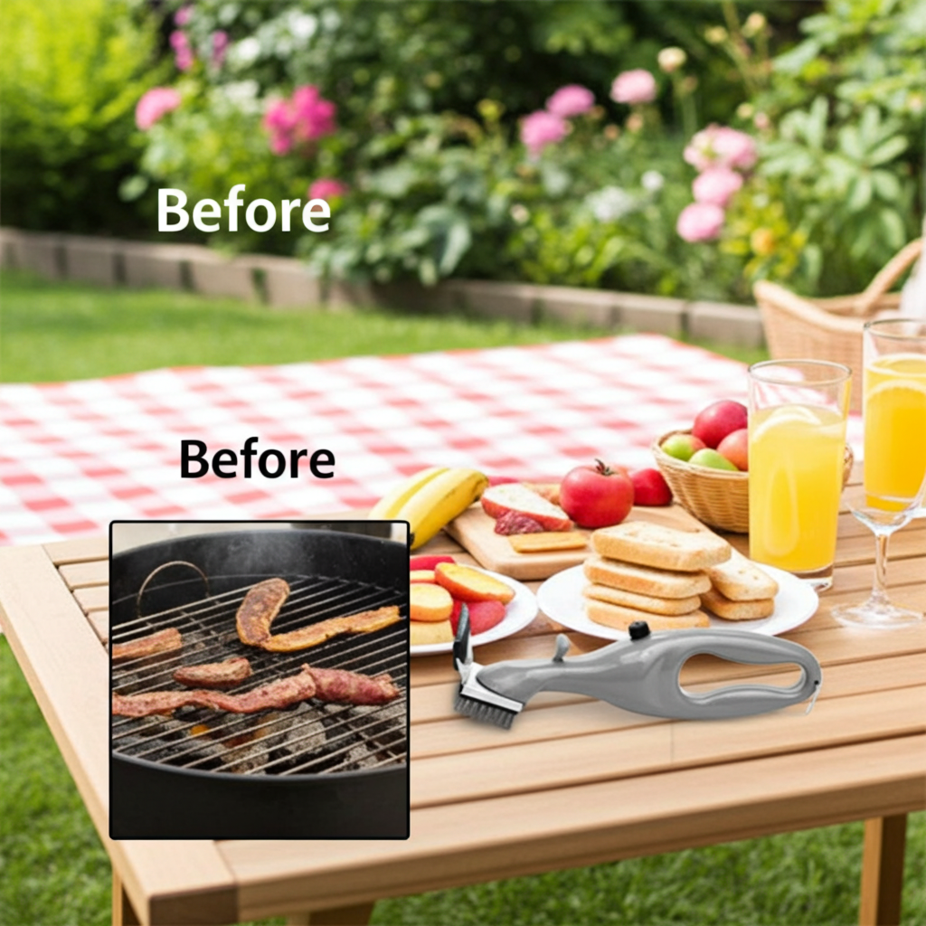 Stainless Steel BBQ Grill Cleaning Brush – Steam-Powered Scraper for Gas, Charcoal & Ceramic Grills